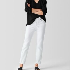 Eileen Fisher organic cotton white denim ankle jeans
